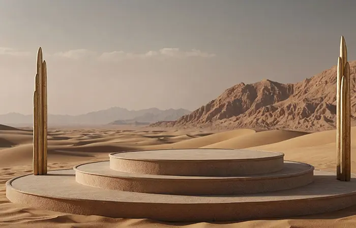Elegant Podiums Amidst Dunes Photo Scene image